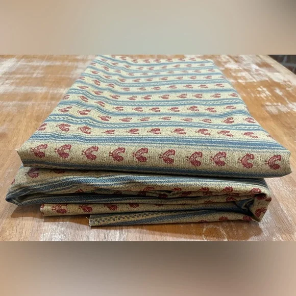 TWO PIECES OF CONVINGTON HEN/CHICKEN FABRIC, 74.5x30.25” & 59x134”
